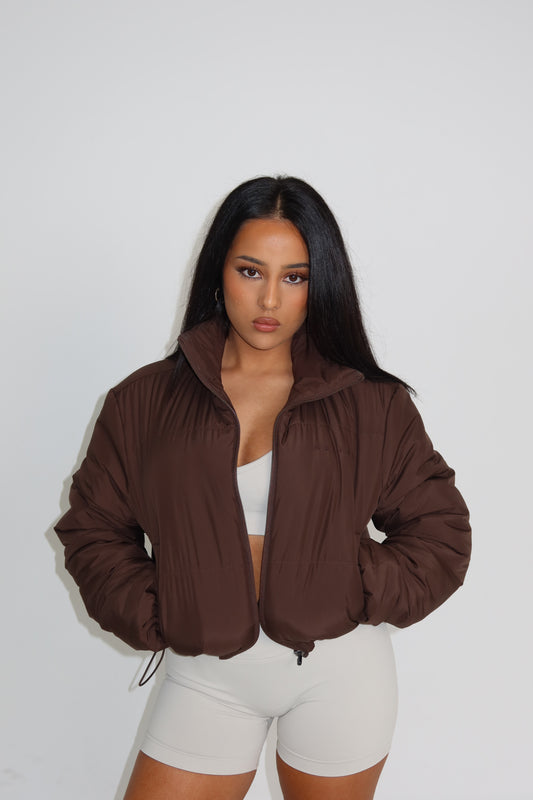 Nelana Puffer Jacket - Dark Brown