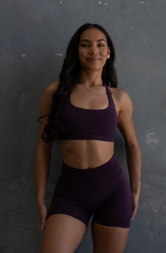 Ultimate Impact Halter Crop - Deep Purple