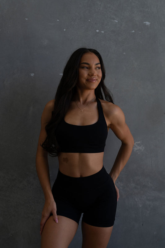 Ultimate Impact Halter Crop - Black