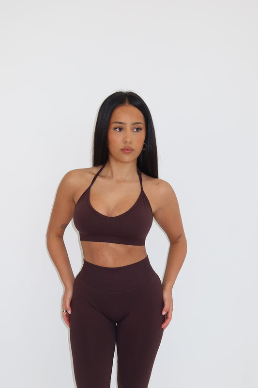 Contour Cross Back Crop - Espresso