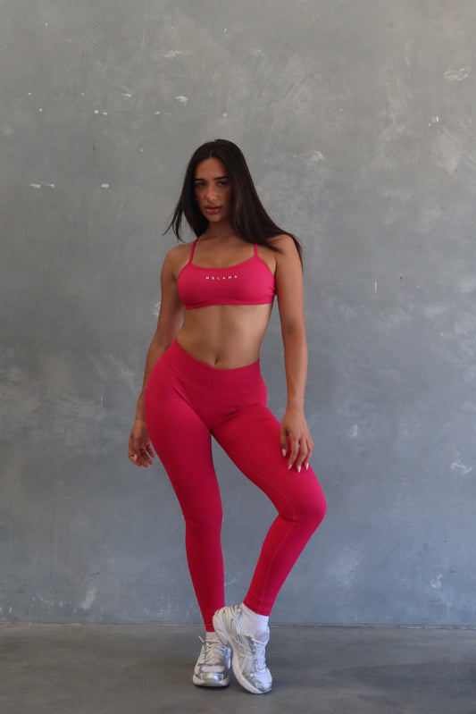 Deep V Contour Leggings - Barbie Pink