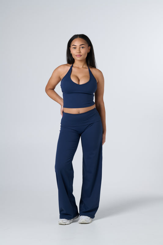 Core Fold Over Wide Leg Pants - Navy