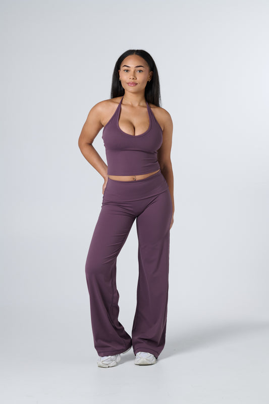 Core Fold Over Wide Leg Pants - Haze