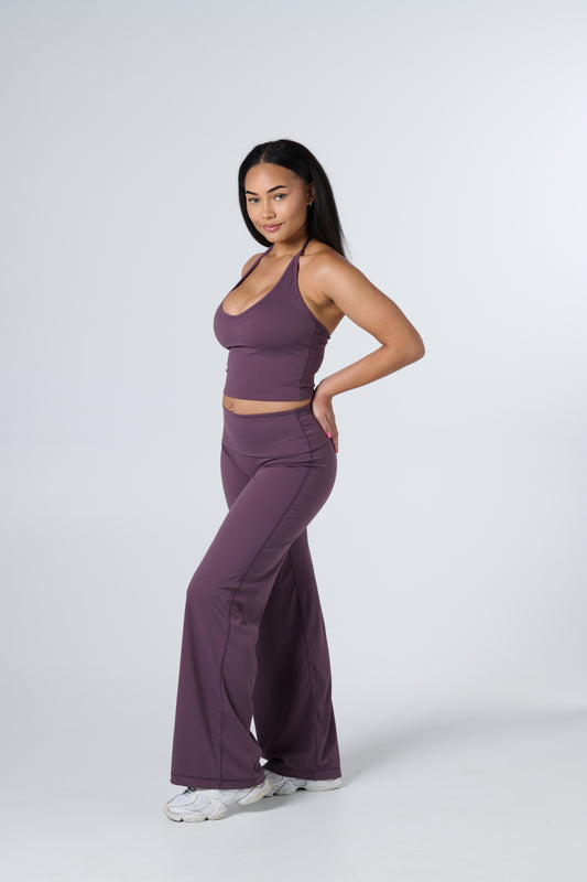 Core Fold Over Wide Leg Pants - Haze