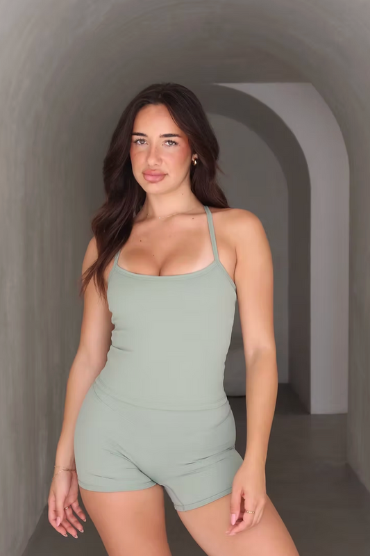 Seamless Crop Tank - Light Sage