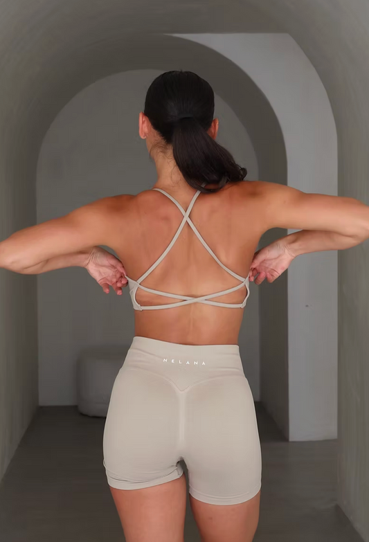 Ultimate Impact Cross Back Bra - Sand