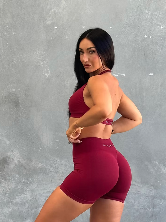Ultimate Impact Halter Crop - Merlot