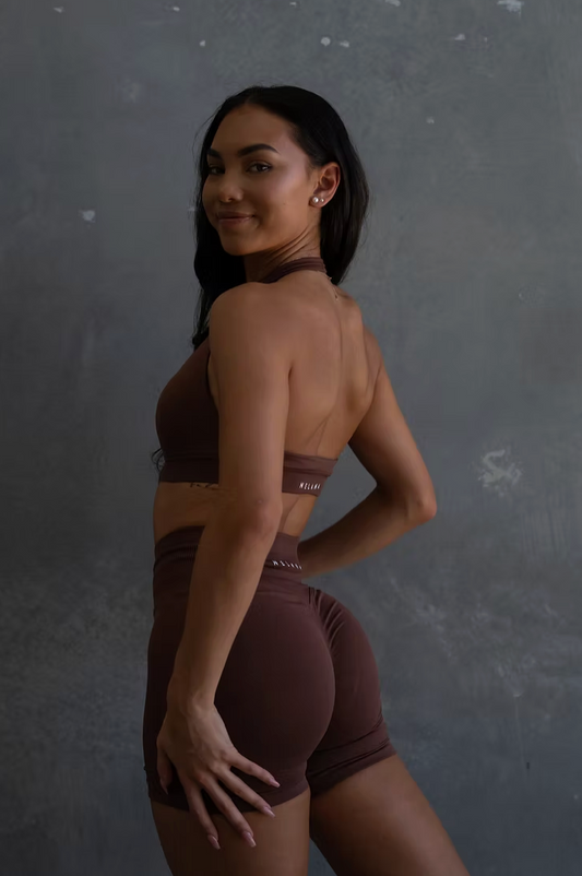 Ultimate Impact Halter Crop - Espresso