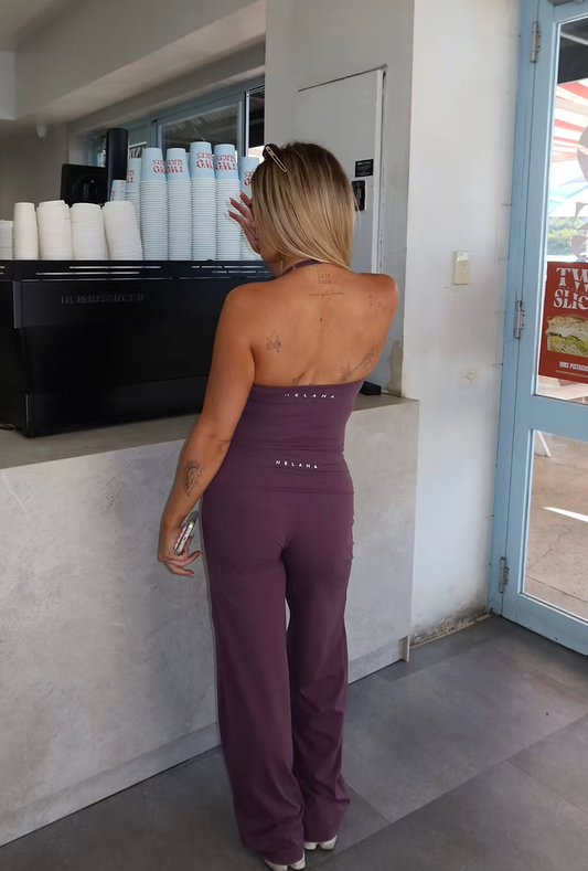 Core Fold Over Wide Leg Pants - Haze