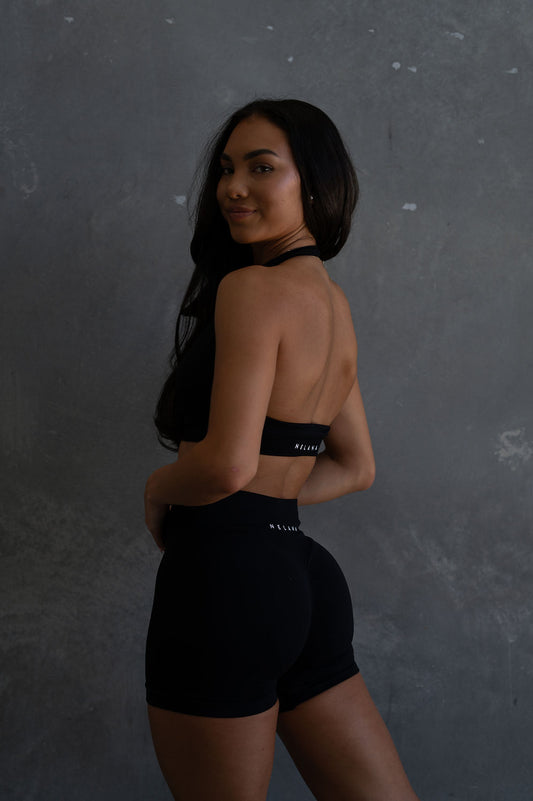 Ultimate Impact Halter Crop - Black