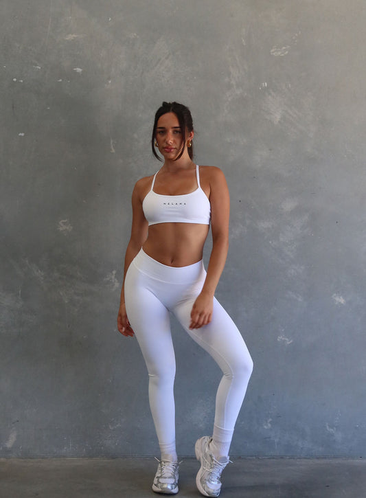 Deep V Contour Leggings - White